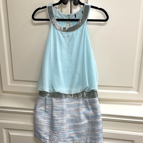 Lovposh Silver Bead Embellished Halter Romper Chiffon & Striped Shorts Sz Large - Picture 10 of 13
